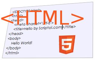 HTML markup language, example and logo
