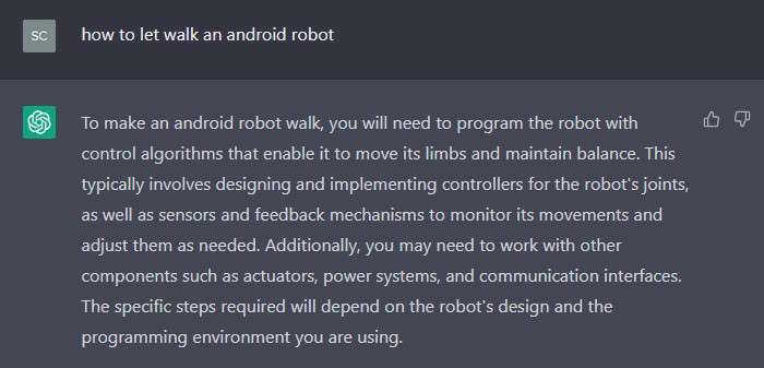 Walking android for ChatGPT
